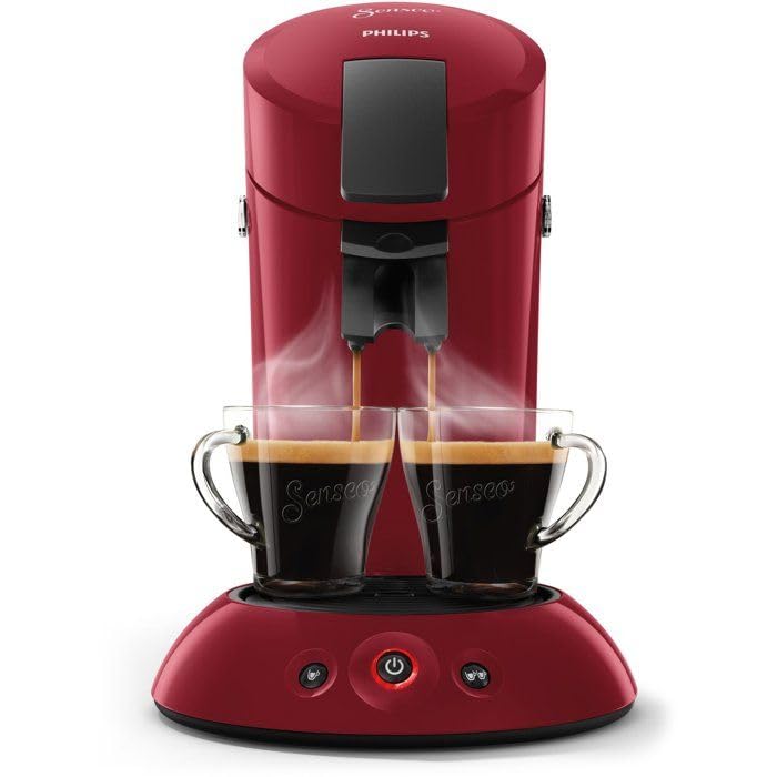Machine à Café à Dosettes Rouge – Café Intense ou Léger – 1 ou 2 Tasses - Bravelo