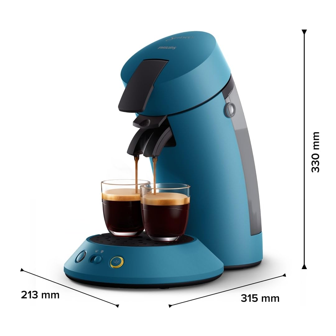 Machine à Café à Dosettes Bleu Paon – Intensité Réglable – 1 ou 2 Tasses - Bravelo
