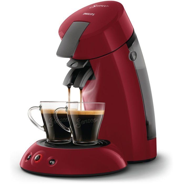 Machine à Café à Dosettes Rouge – Café Intense ou Léger – 1 ou 2 Tasses - Bravelo
