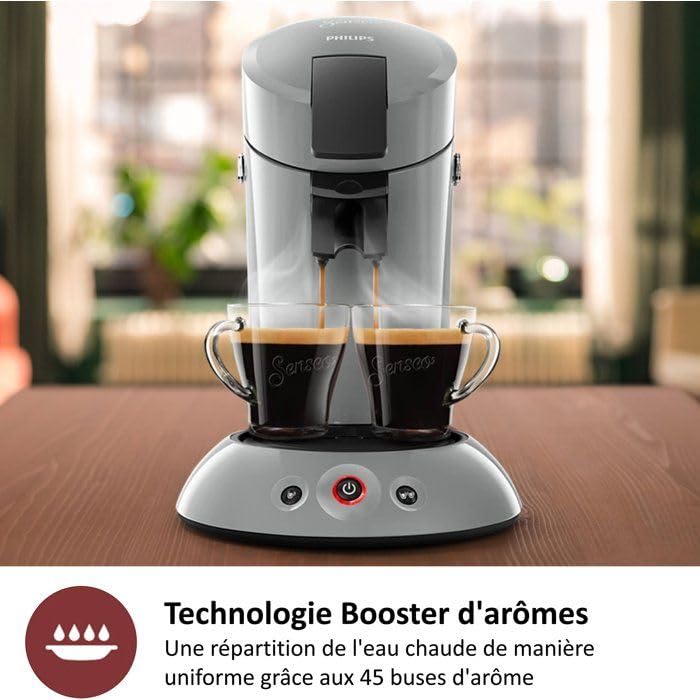 Machine à Café à Dosettes Grise – 1 ou 2 Tasses – Crème Onctueuse - Bravelo