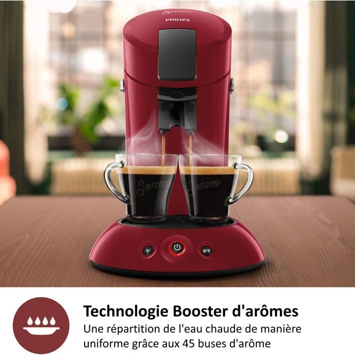 Machine à Café à Dosettes Rouge – Café Intense ou Léger – 1 ou 2 Tasses - Bravelo