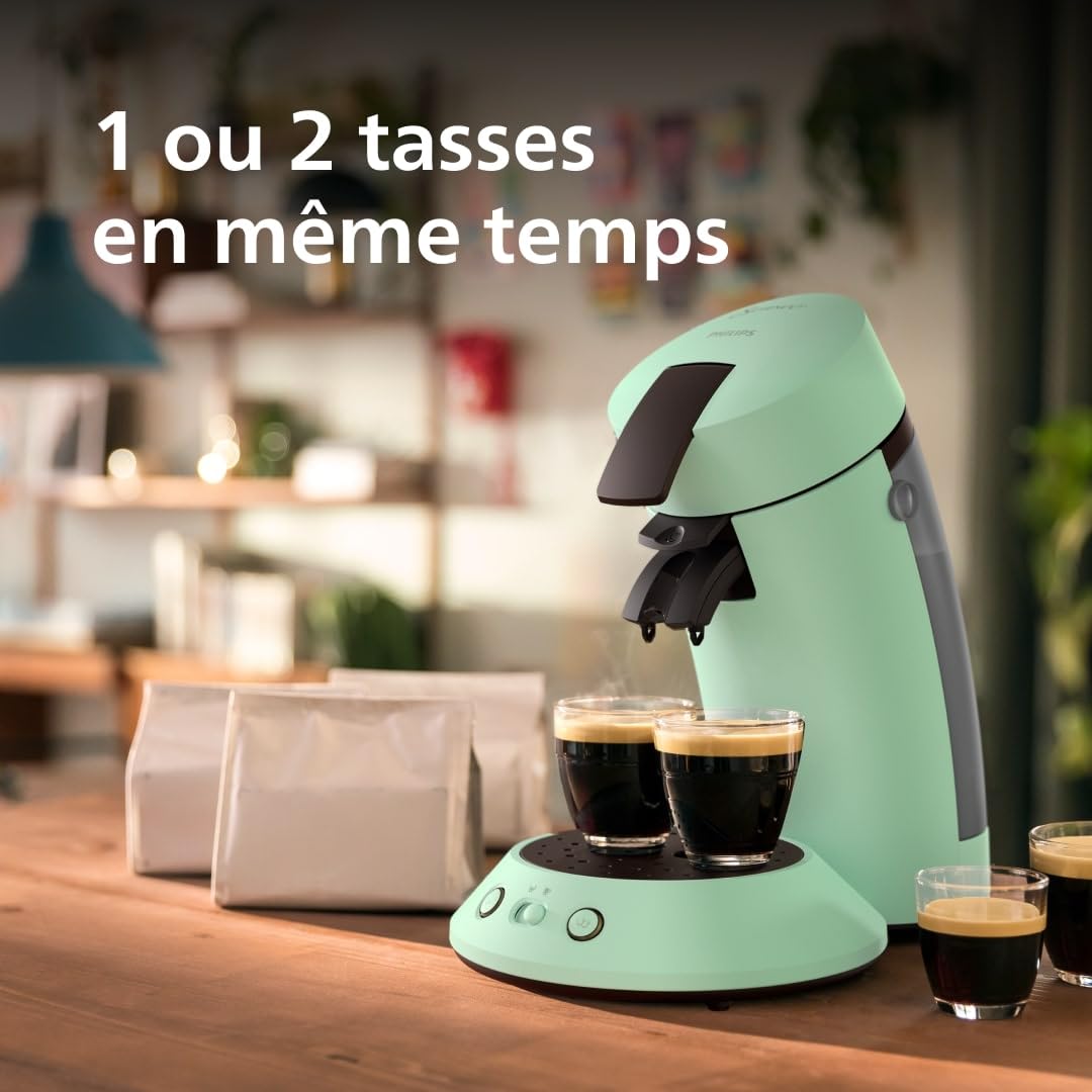 Machine à Café à Dosettes Vert Désert – Intensité Réglable – 1 ou 2 Tasses - Bravelo