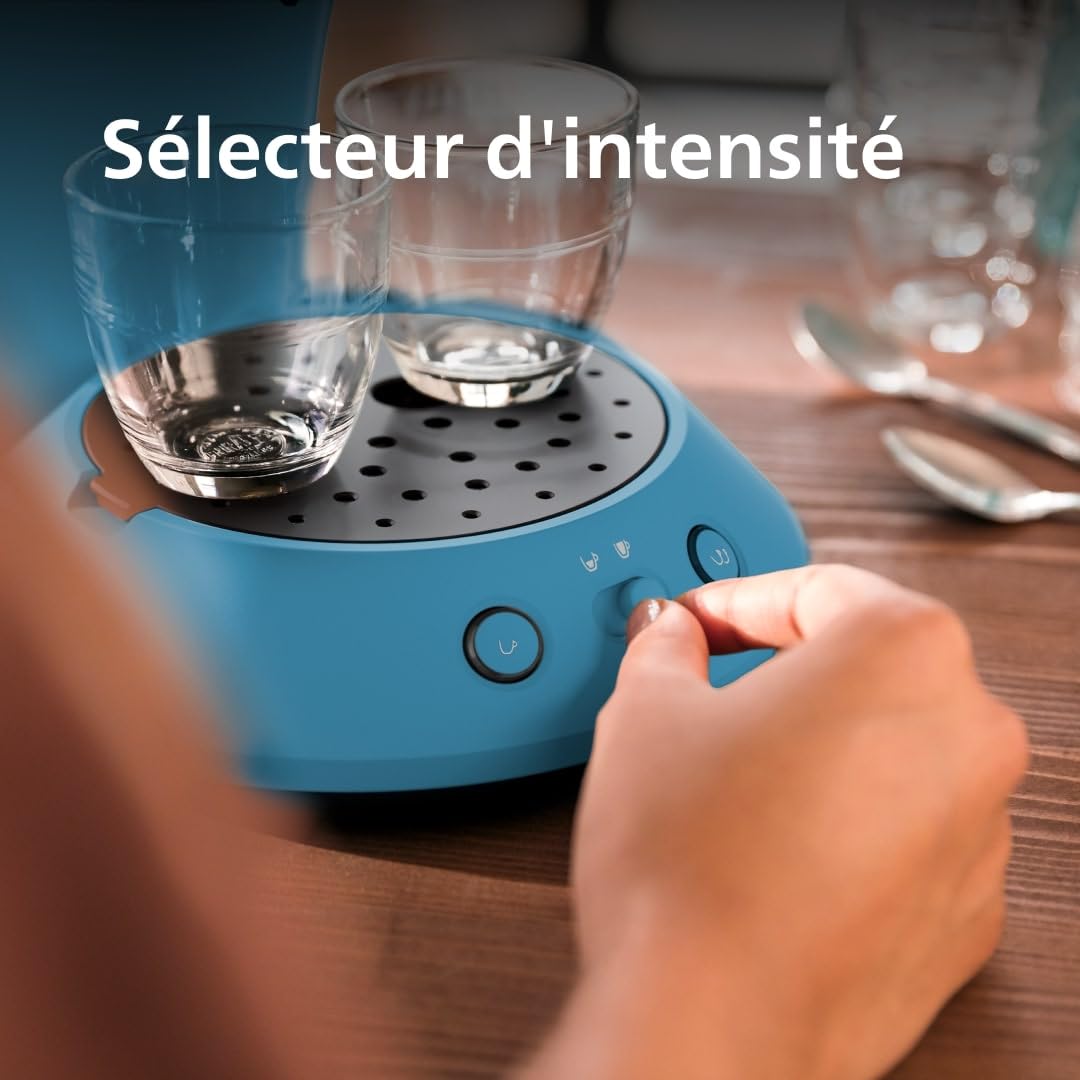 Machine à Café à Dosettes Bleu Paon – Intensité Réglable – 1 ou 2 Tasses - Bravelo
