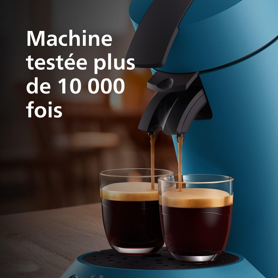 Machine à Café à Dosettes Bleu Paon – Intensité Réglable – 1 ou 2 Tasses - Bravelo