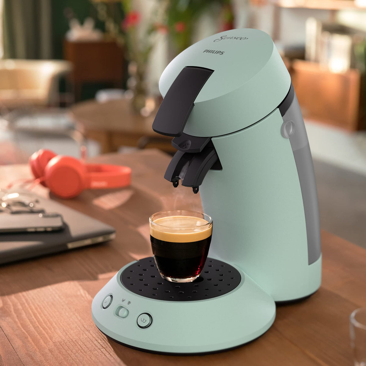 Machine à Café à Dosettes Vert Menthe – Intensité Réglable – 1 ou 2 Tasses - Bravelo