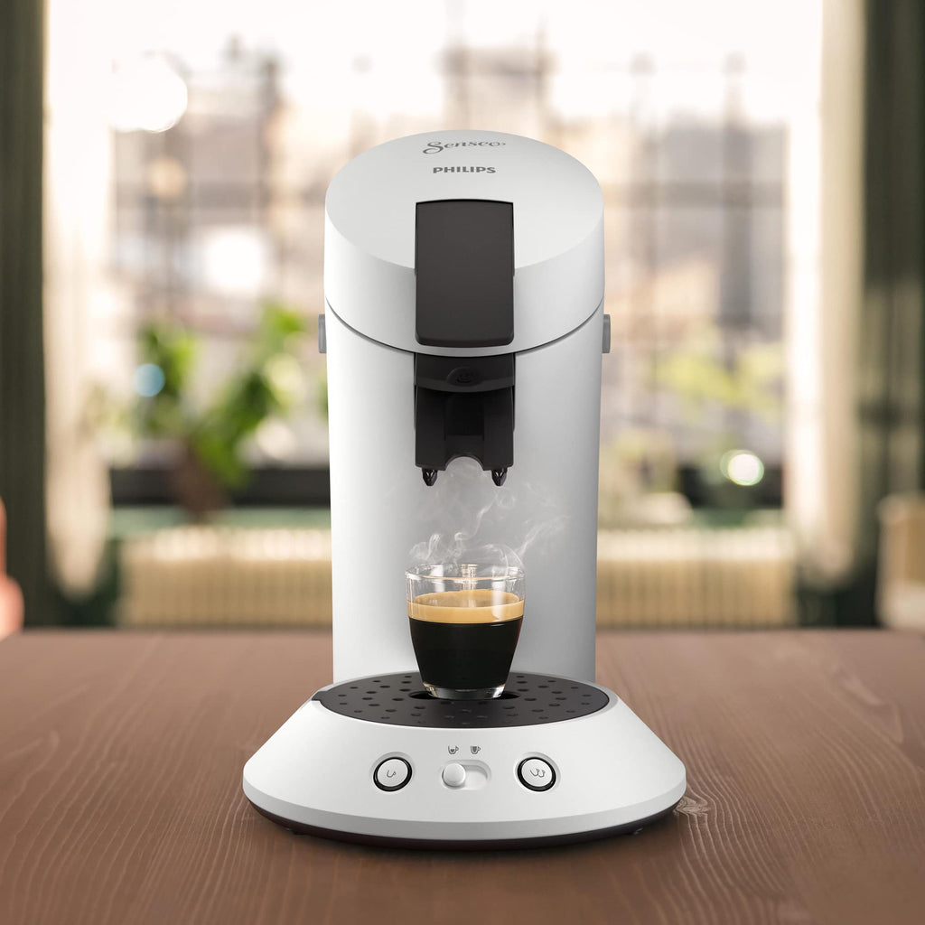 Machine à Café à Dosettes Blanche – Intensité Réglable – 1 ou 2 Tasses - Bravelo
