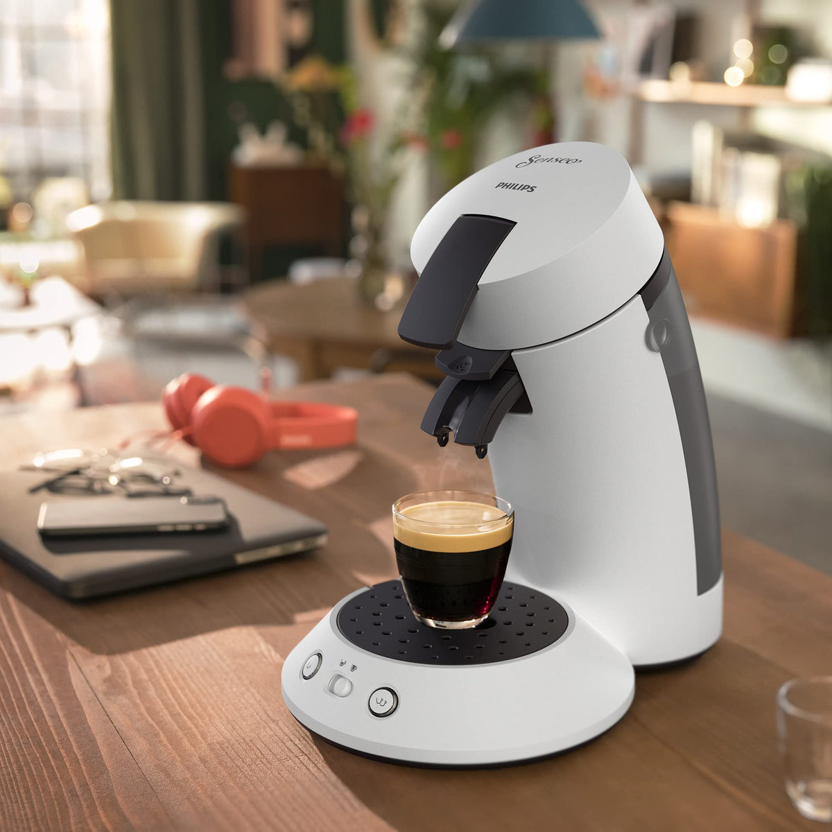 Machine à Café à Dosettes Blanche – Intensité Réglable – 1 ou 2 Tasses - Bravelo
