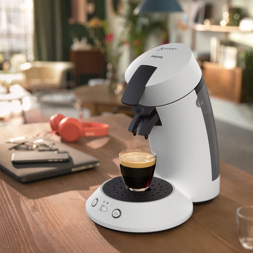 Machine à Café à Dosettes Blanche – Intensité Réglable – 1 ou 2 Tasses - Bravelo