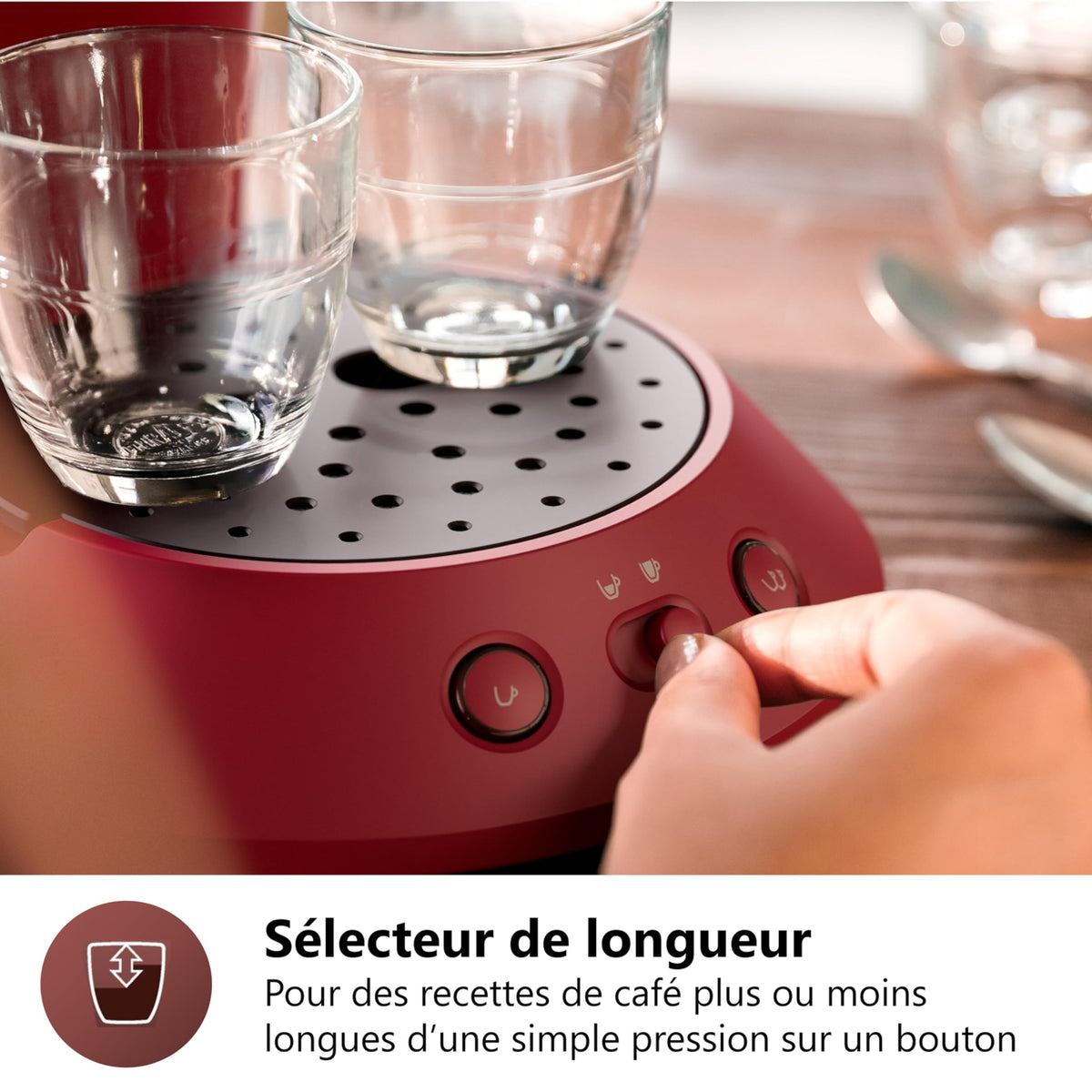 Machine à Café à Dosettes Rouge Intense – Intensité Réglable – 1 ou 2 Tasses - Bravelo