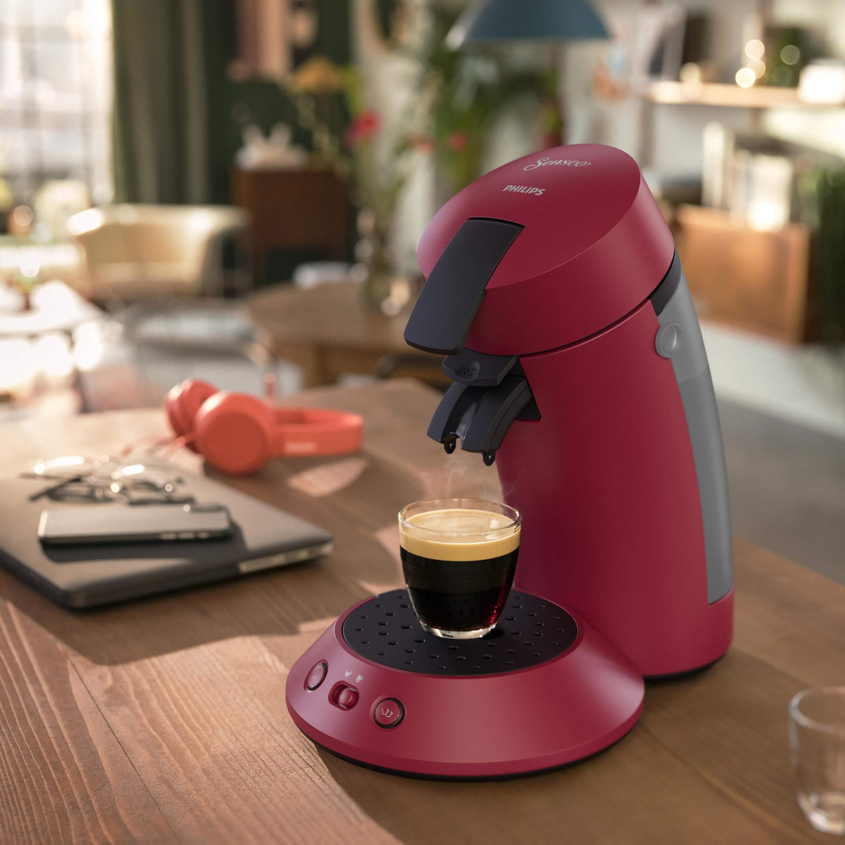 Machine à Café à Dosettes Rouge Intense – Intensité Réglable – 1 ou 2 Tasses - Bravelo